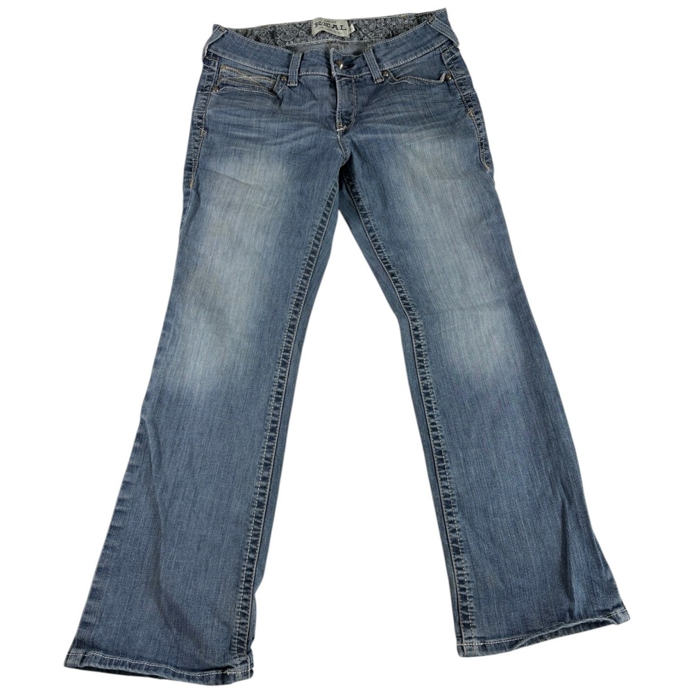 Ariat R.E.A.L Bootcut Jeans Womens 31 Blue Denim Cotton Light Wash Low Rise